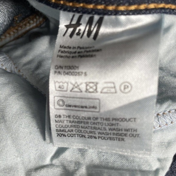 H&M Denim Jeans Women's 25 x 32 Super Skinny Low Waist Blue Stretch Distressed - Picture 3 of 5